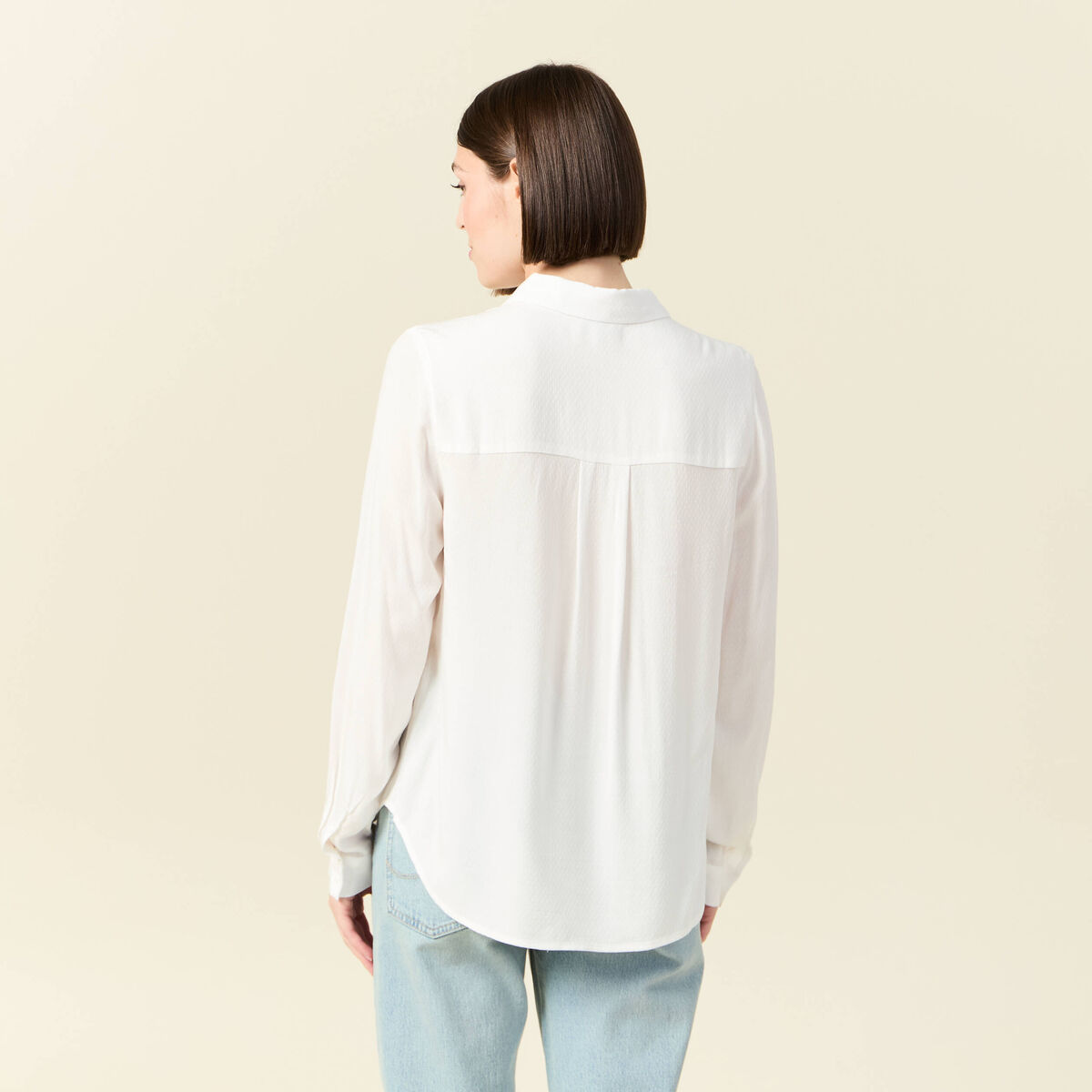 Chemise manches longues fluide blanc femme