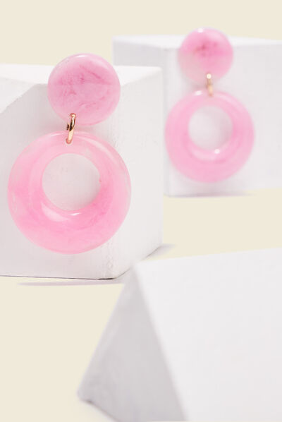 Boucles d'oreilles pendantes rose fushia femme