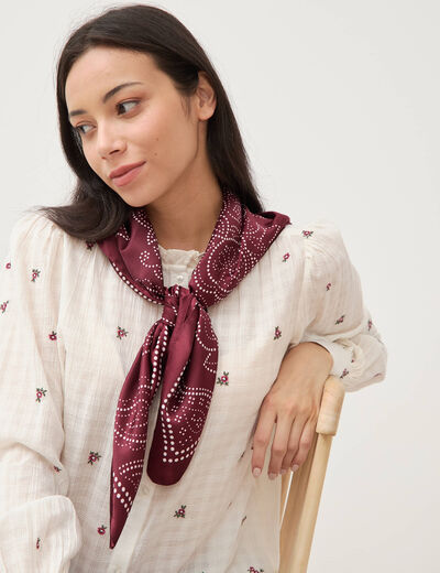 Foulard satin&eacute; bordeaux femme