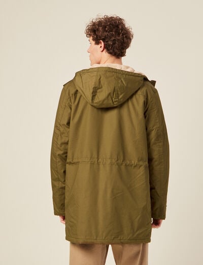 Parka droite à capuche camel homme