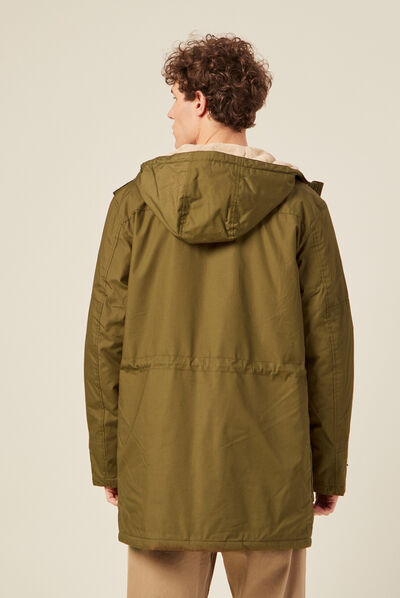 Parka droite à capuche camel homme