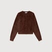 Gilet droit manches longues col rond marron femme