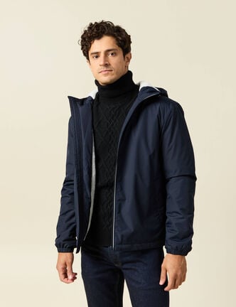 Parka courte droite effet polaire bleu marine homme