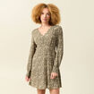 Robe manches longues vert fonc&eacute; femme