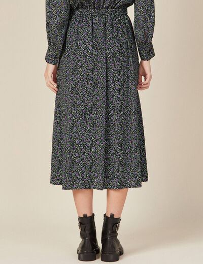 Jupe longue évasée noir femme