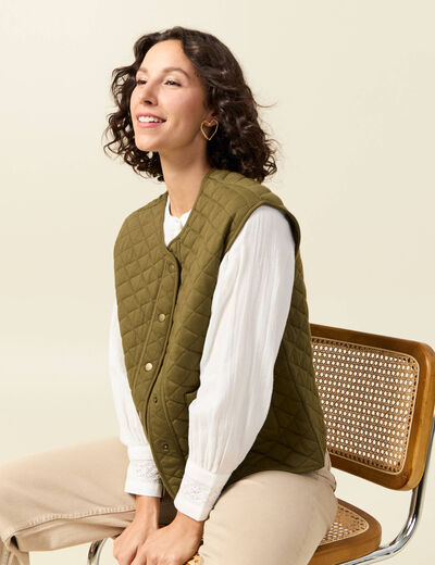 Gilet sans manches vert kaki femme