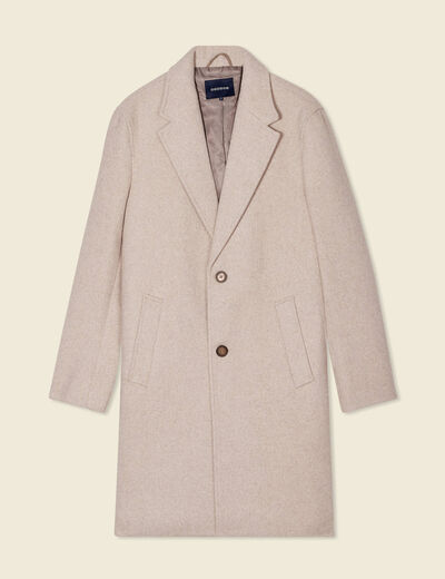 Manteau long boutonné beige homme