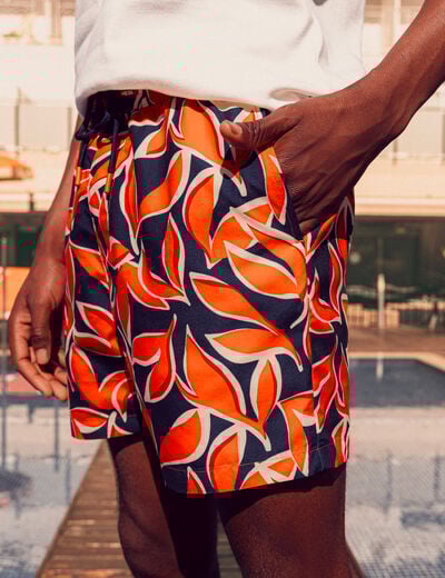 Short de bain orange homme