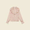 Blouse oversize col v manches longues blanc femme