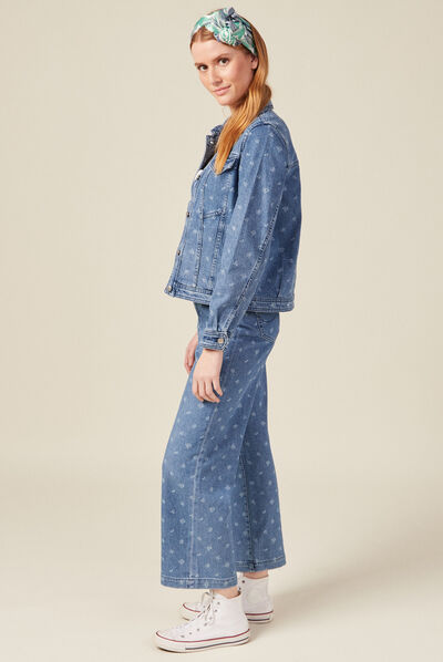 Veste boutonnée denim bleach femme