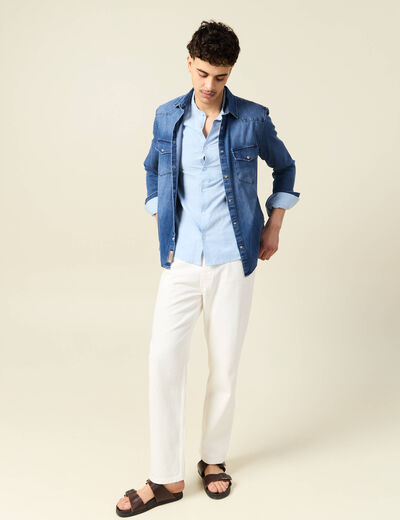 Chemise manches longues bleu ciel homme