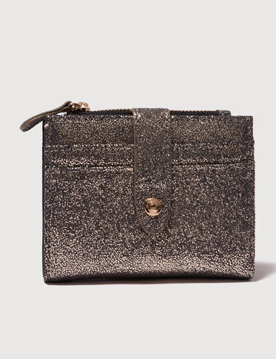 Portefeuille en cuir gris fonc&eacute; femme