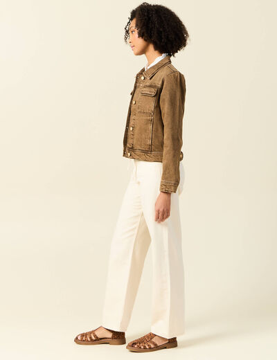 Blouson droit manches longues marron foncé femme