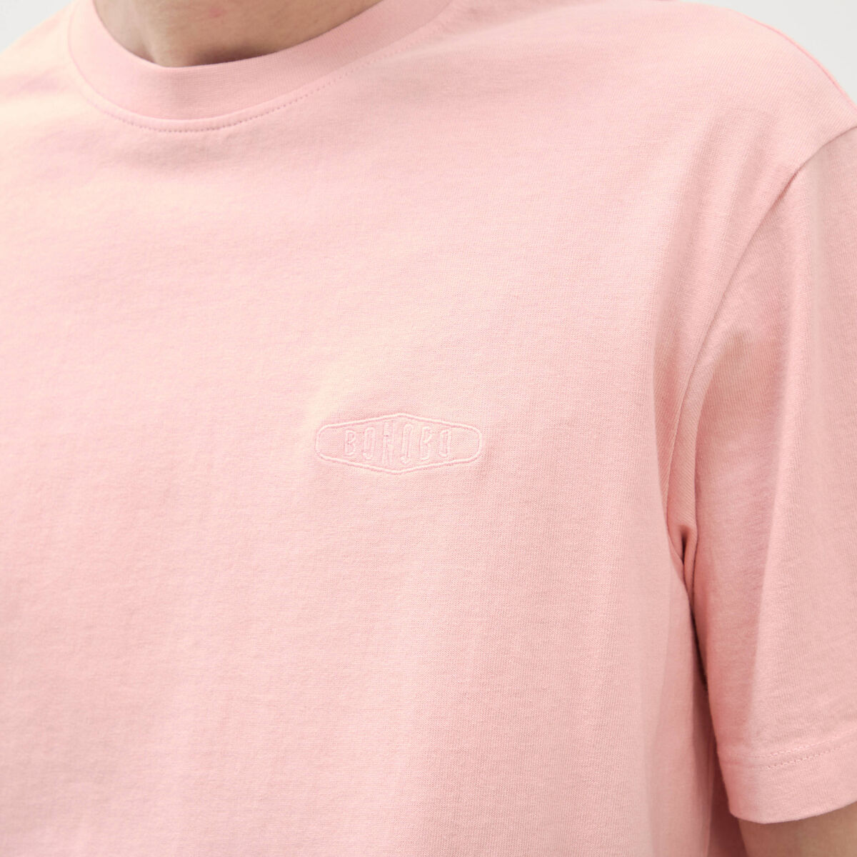 T-shirt ample en coton manches courtes rose poudr&eacute;e homme