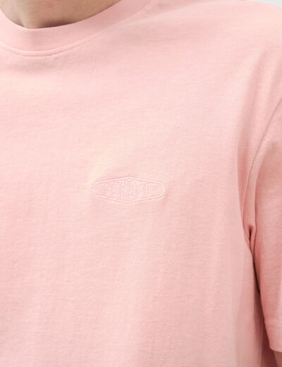 T-shirt ample en coton manches courtes rose poudr&eacute;e homme
