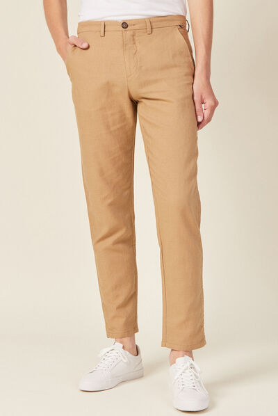 Pantalon slim éco-responsable beige homme