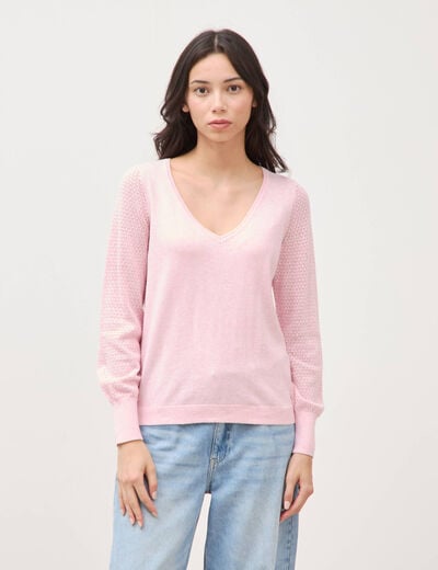 Pull manches longues rose pastel femme