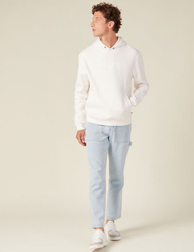 Sweat à capuche ecru homme