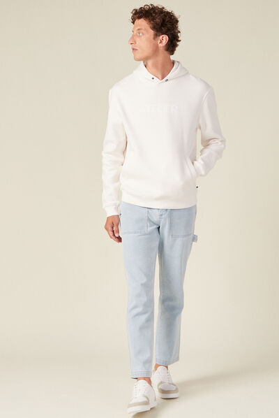 Sweat à capuche ecru homme