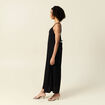 Robe longue droite satin noir femme