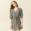 Robe évasée fluide manches 3/4 noir femme