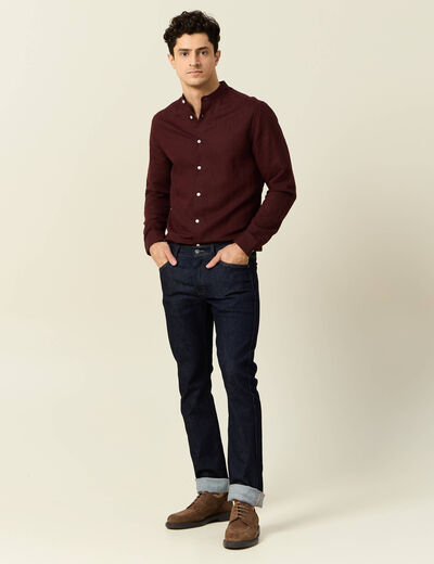 Chemise manches longues bordeaux homme