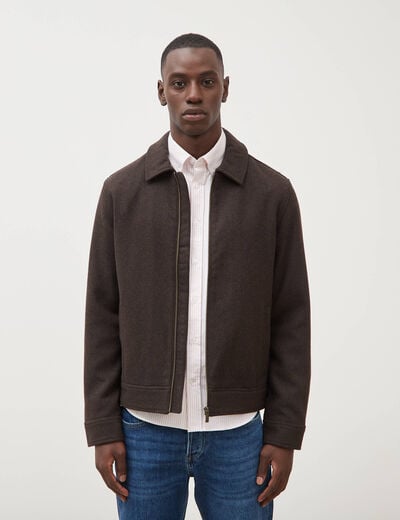 Veste oversize courte col classique marron homme