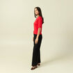 Gilet manches coude col rond rouge fonc&eacute; femme