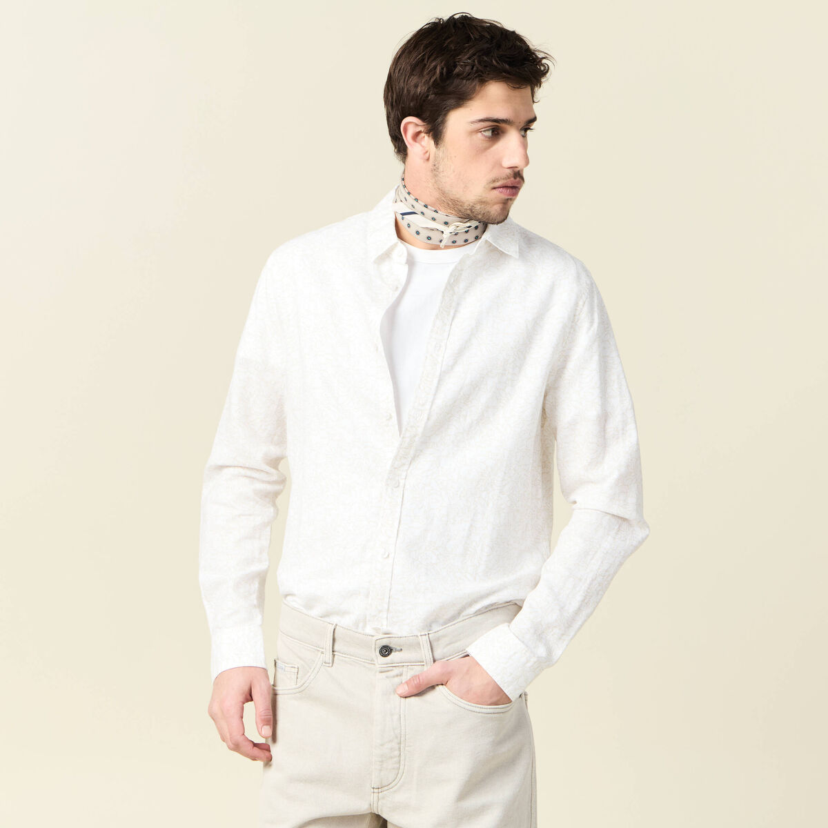 Chemise manches longues blanc homme