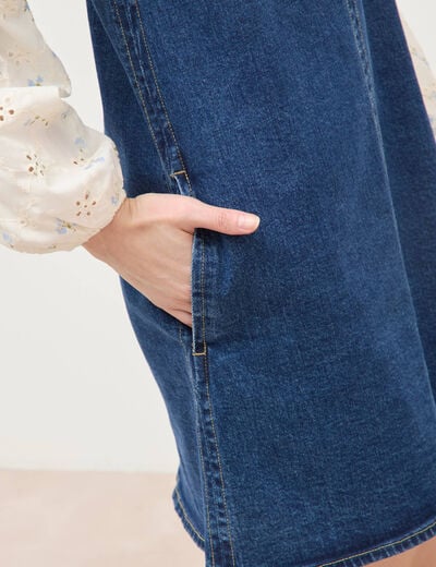 Robe sans manches col rond en jeans denim stone femme