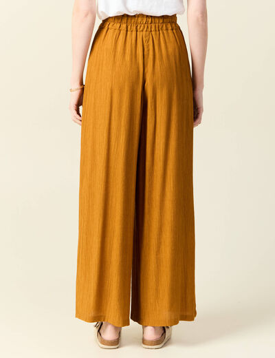 Pantalon large camel femme