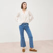Jeans bootcut cropped taille bascul&eacute;e denim used femme