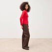 T-shirt cintr&eacute; manches longues rouge femme