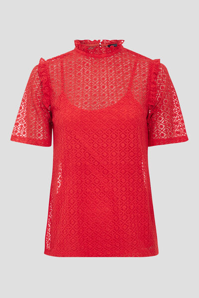 T-shirt manches courtes rouge femme
