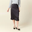 Jupe midi droite satin gris foncé femme
