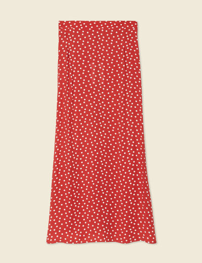 Jupe longue évasée fluide orange foncé femme