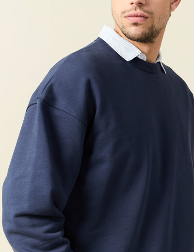 Sweat manches longues bleu marine homme