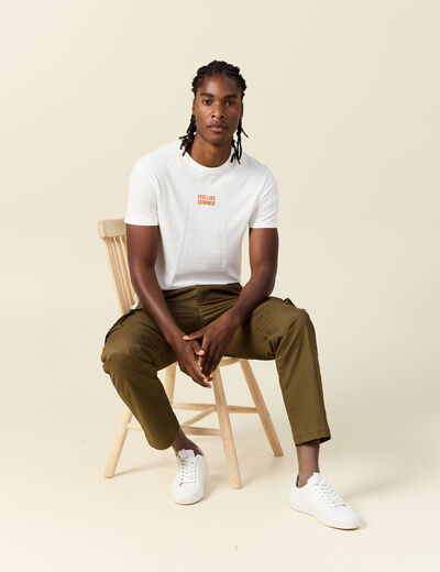T-shirt manches courtes ecru homme