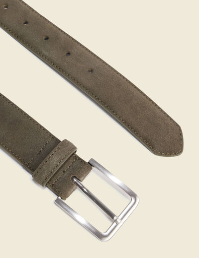 Ceinture large en cuir taupe homme