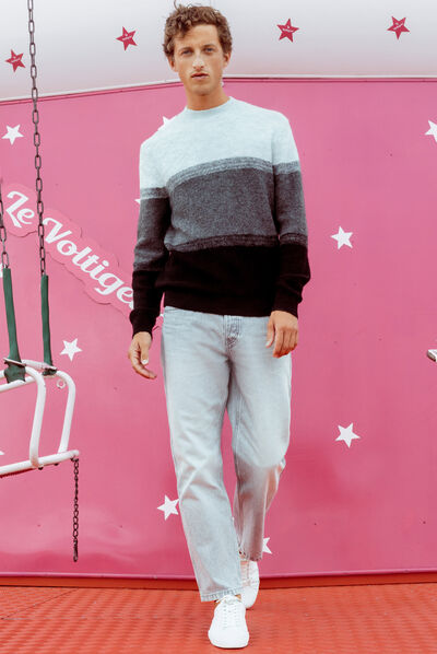 Pull manches longues gris foncé homme