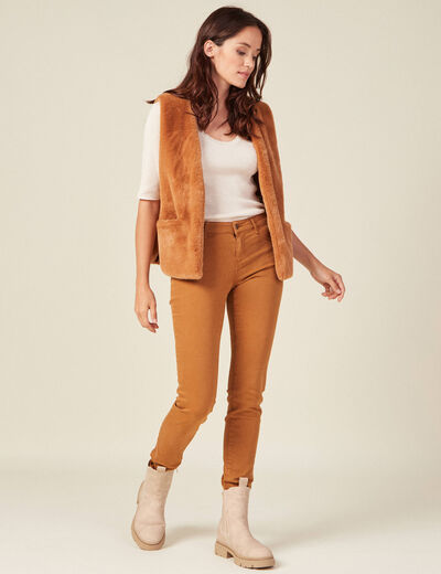 Pantalon slim marron femme