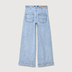 Jeans large taille haute denim bleach femme