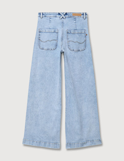 Jeans large taille haute denim bleach femme