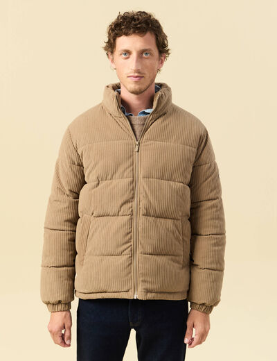 Doudoune courte col montant beige homme