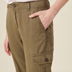 Pantalon battle 7/8&egrave;me taille standard vert kaki femme
