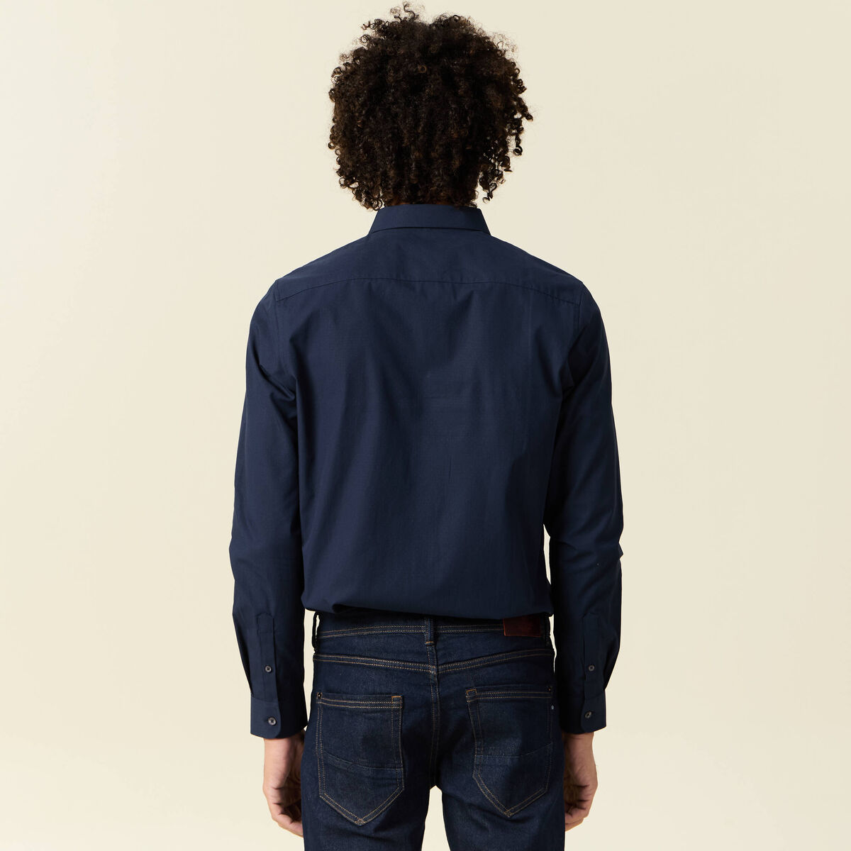 Chemise manches longues bleu marine homme
