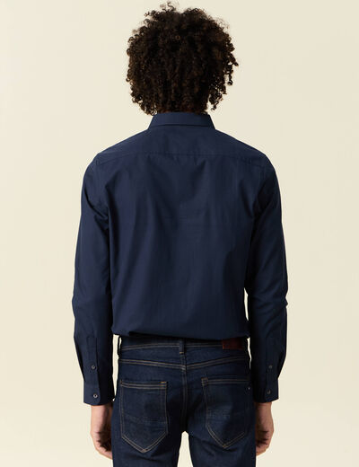Chemise manches longues bleu marine homme