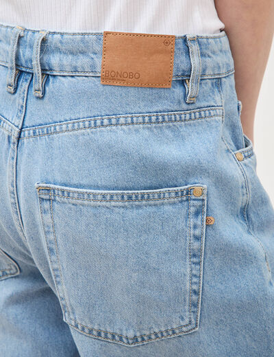 Jeans loose taille standard en coton denim bleach femme