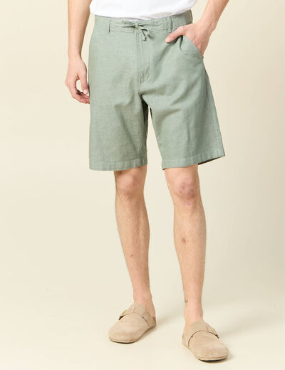 Bermuda droit vert olive homme