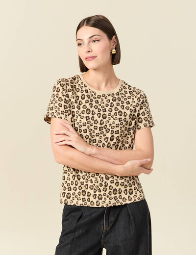 T-shirt manches courtes beige moyen femme